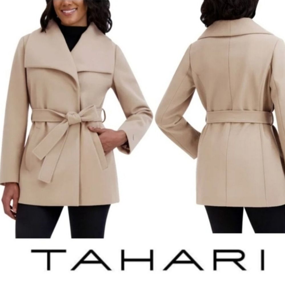 NWT Tahari Ladies' Faux Wool Wrap Coat Cream XXL (14/16) Heavyweight